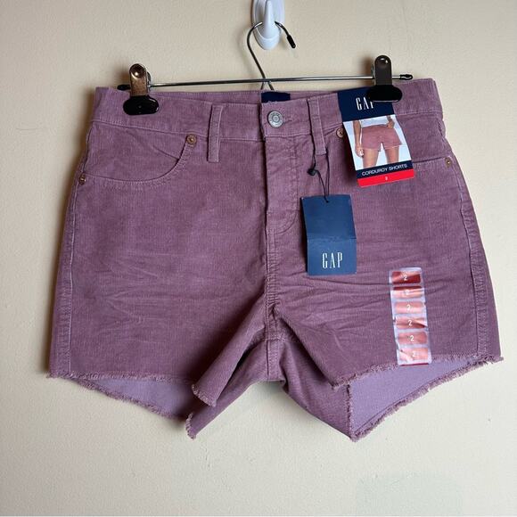 GAP Corduroy Shorts Mauve Nostalgia Rose Pink Cut-Off Frayed Hem Women’s Size 2 - Picture 3 of 15
